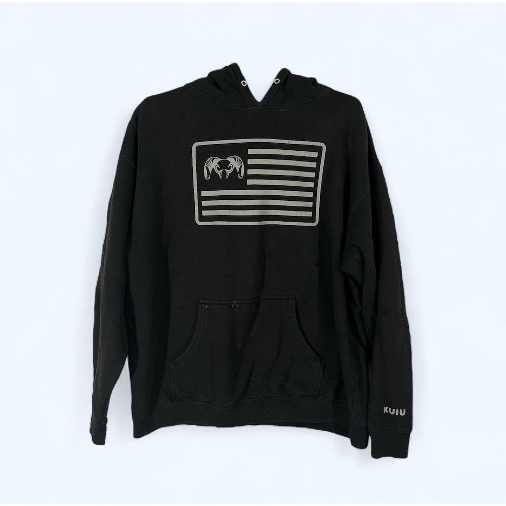 KUIU Pullover Flag Hoodie Sweatshirt Mens XL Black